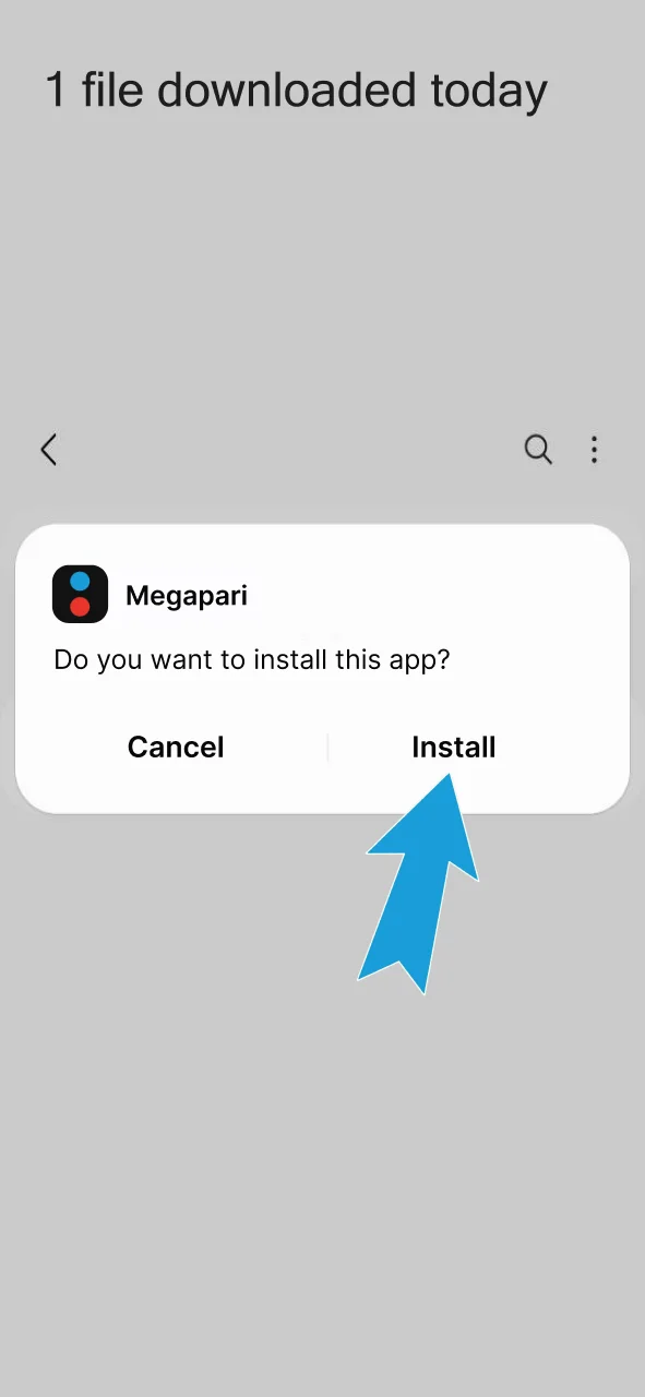 Open the Megapari APK from Downloads and install the app easily.