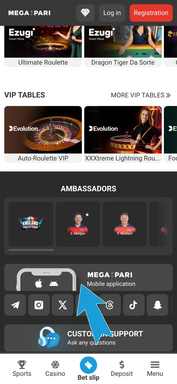 Visit the Megapari website and open the Apps section, start your download now.