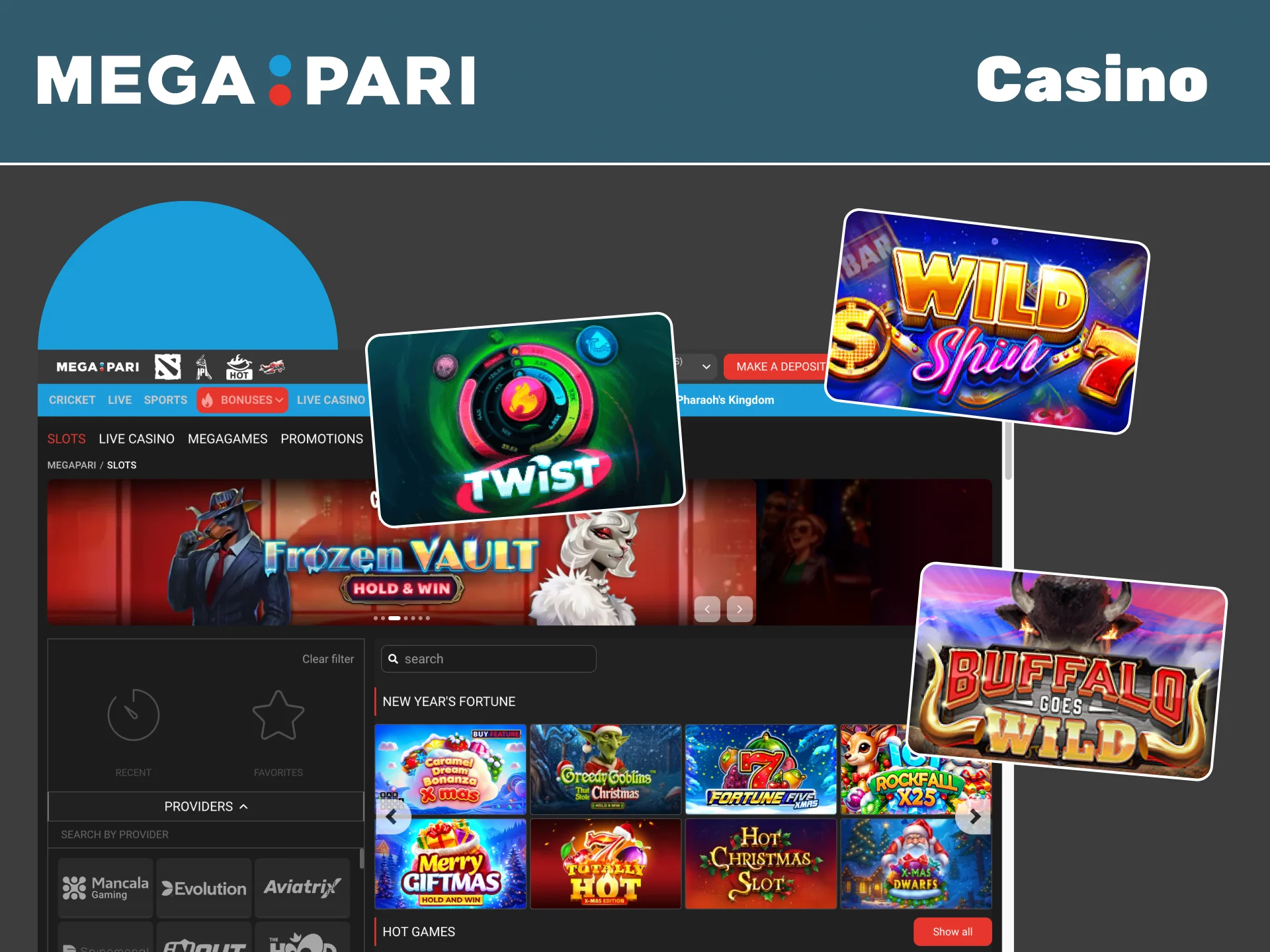 Explore thousands of casino games and win big with Megapari.