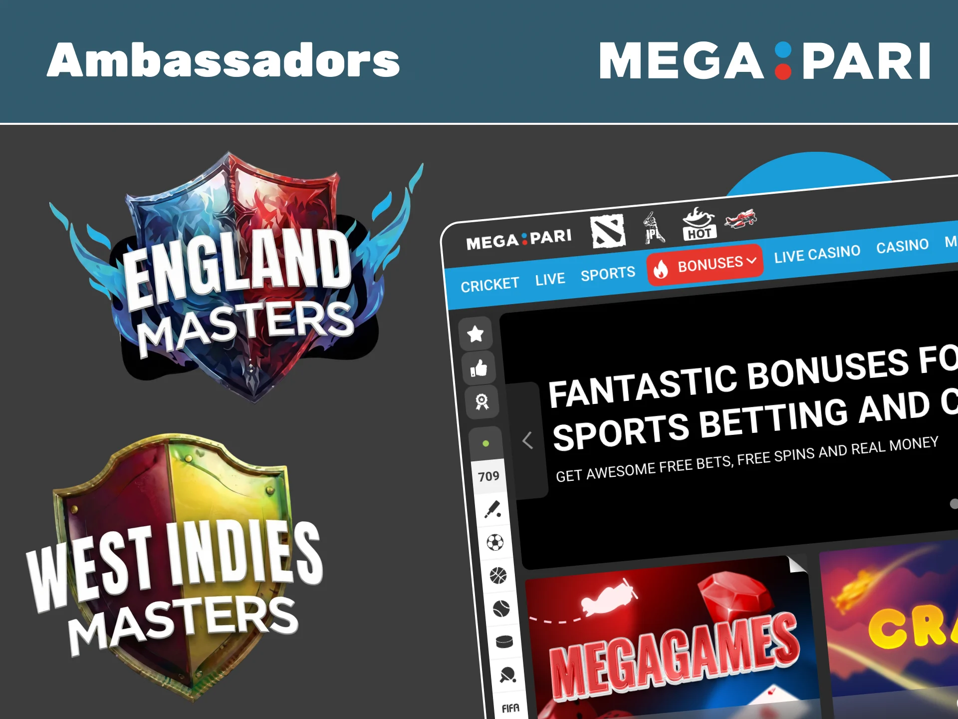 Choose Megapari, a betting platform partnered with cricket icons like Brian Lara and elite master teams.