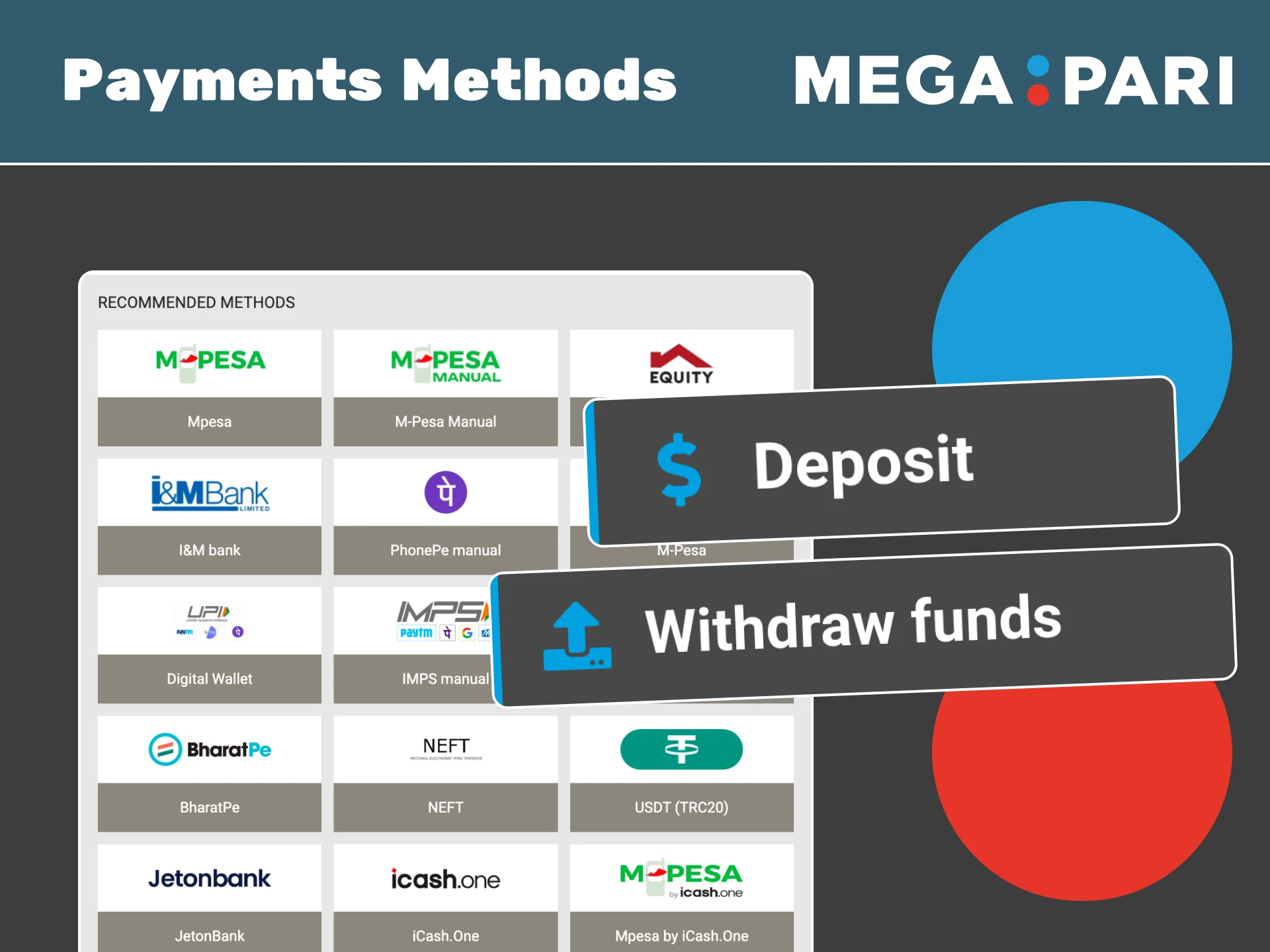 Deposit and withdraw funds fast in KES with Megapari.