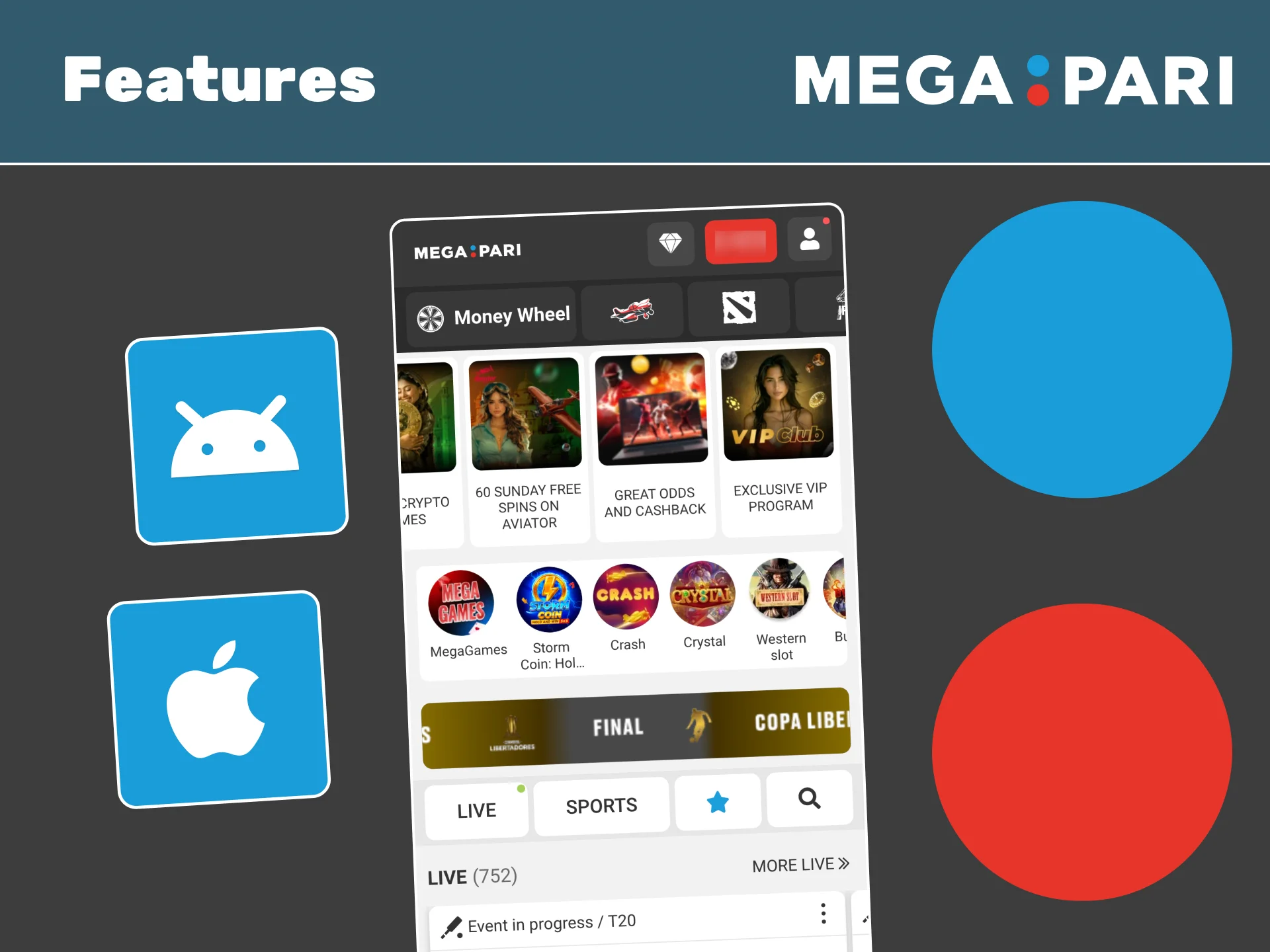 Play safely with Megapari app featuring user-friendly interface and fast access.