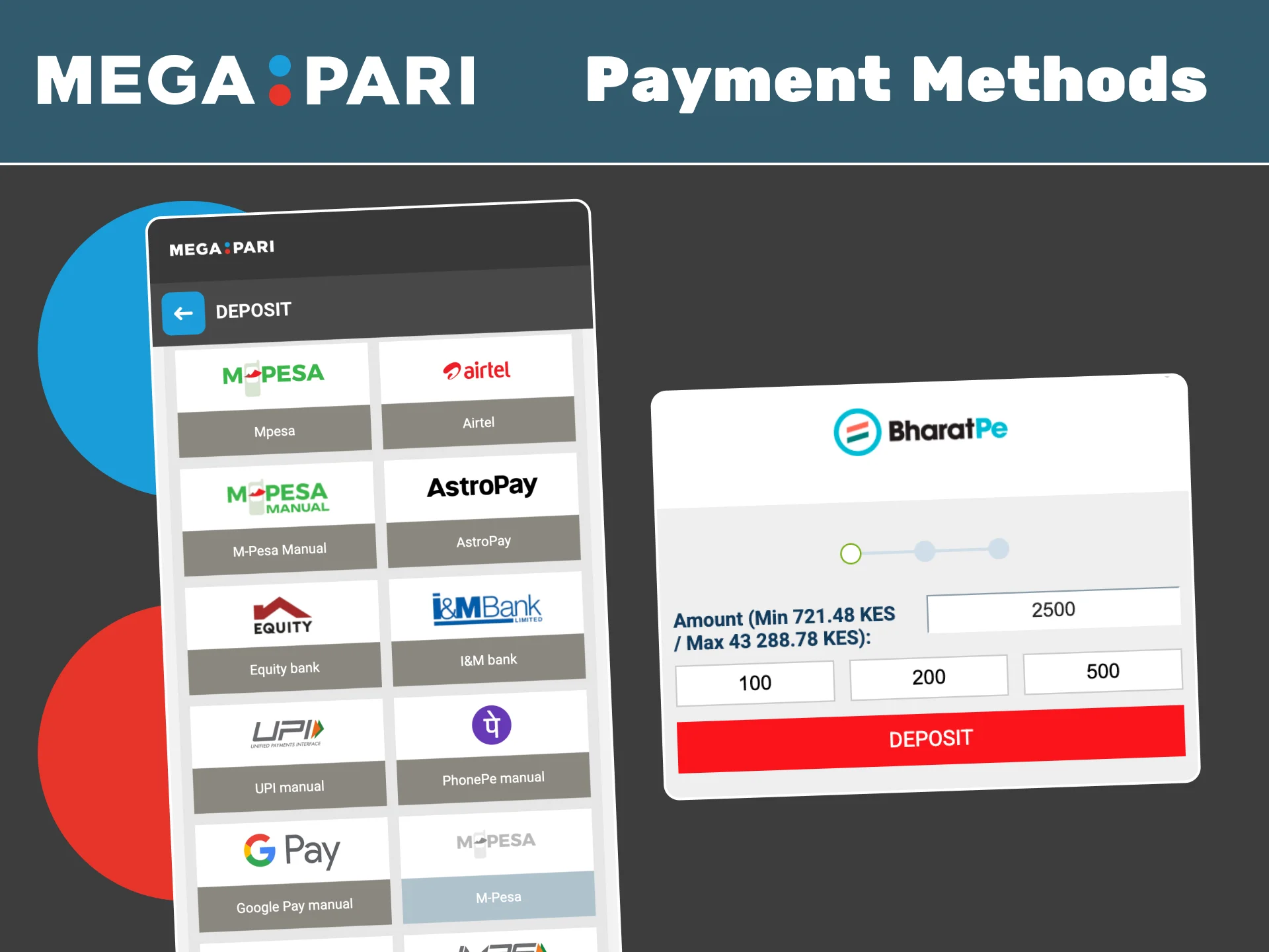 Deposit and withdraw easily with Megapari popular payment methods.