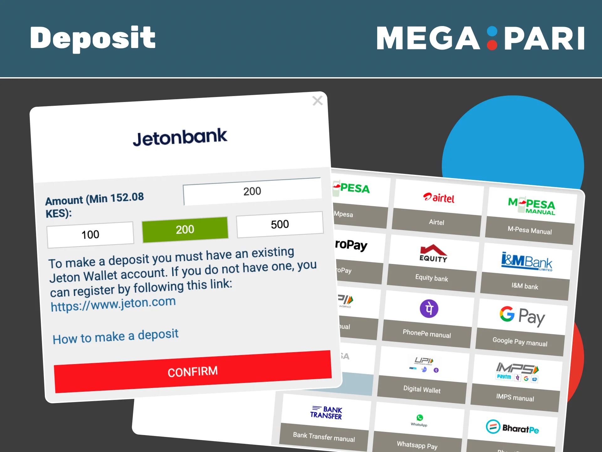 Top up your Megapari account and start placing bets easily.