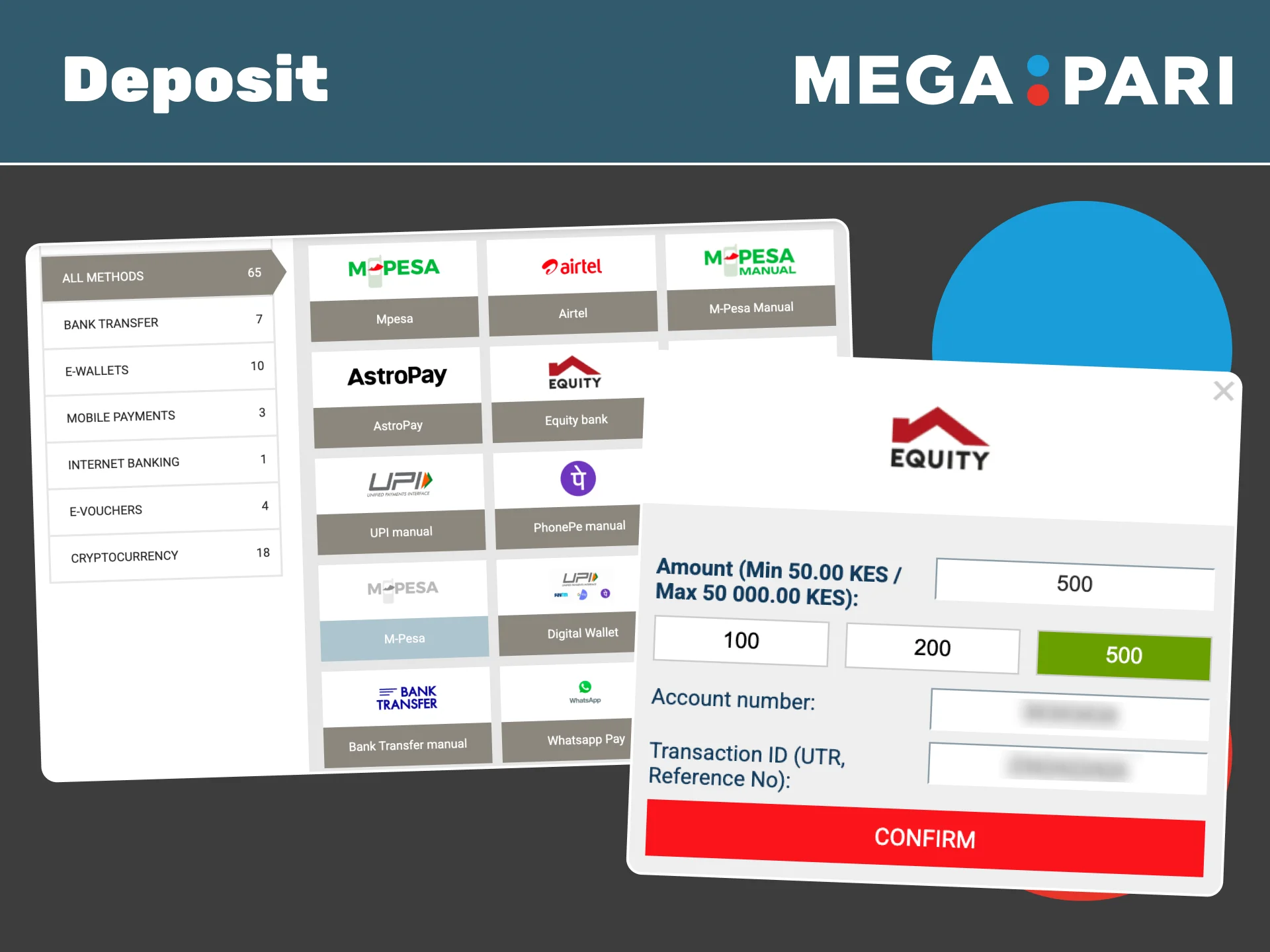 Add funds to your Megapari account using your preferred payment method.