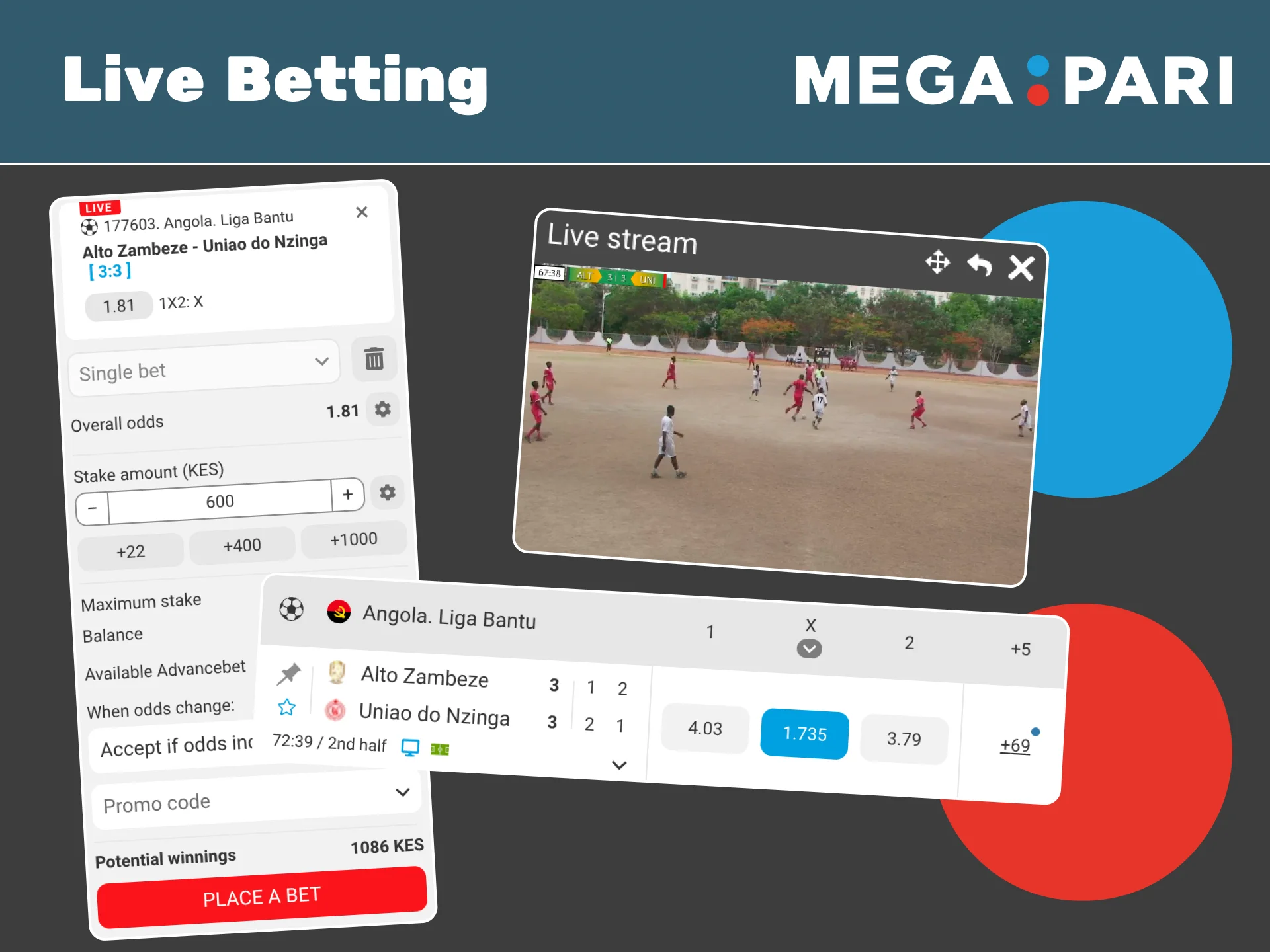 Bet on live football matches in real time with Megapari.