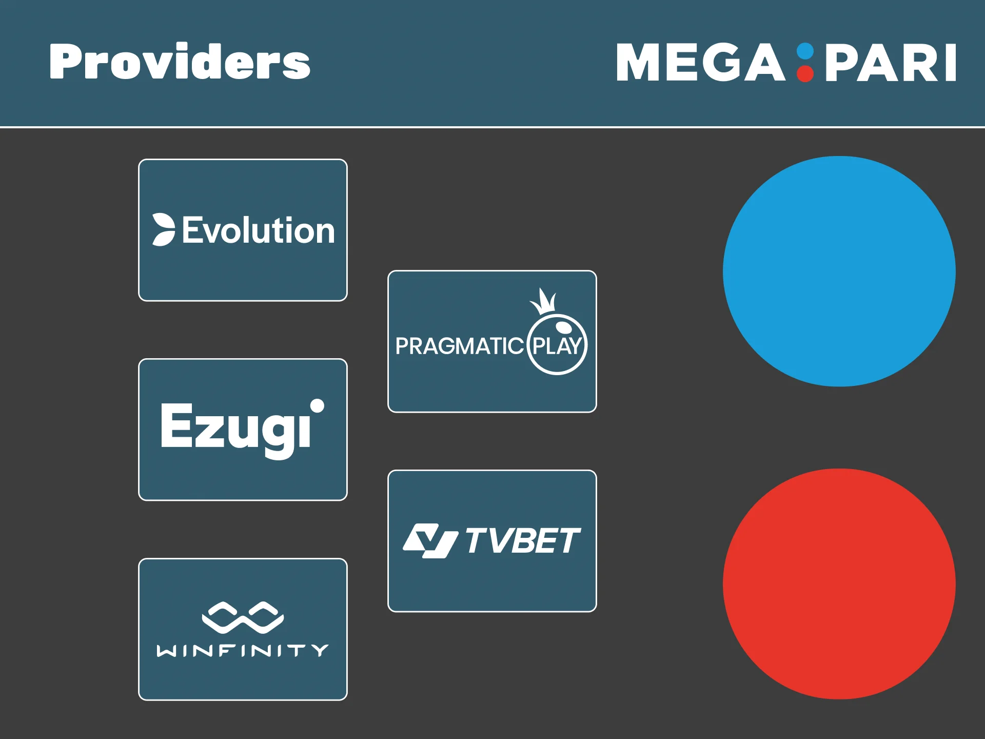 Megapari collaborates with Winfinity and other global providers for live casino fun.