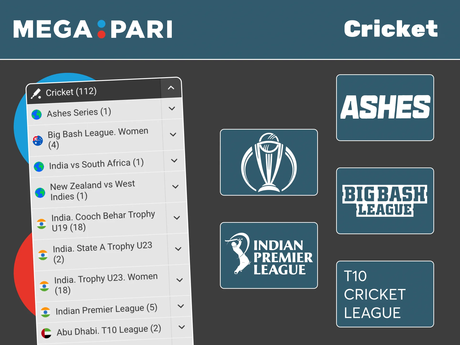 Bet on top cricket leagues at Megapari and choose the best odds.