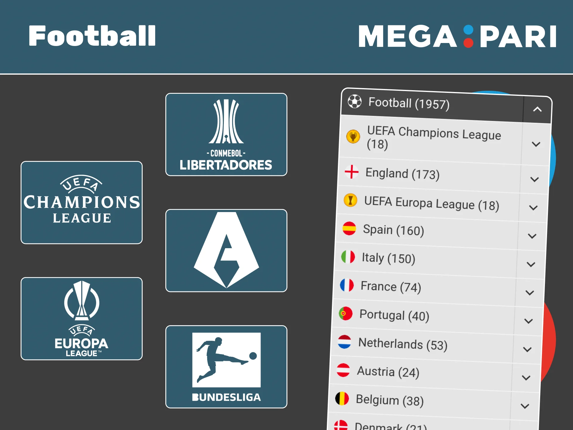 Bet on top football leagues at Megapari and pick the best odds.