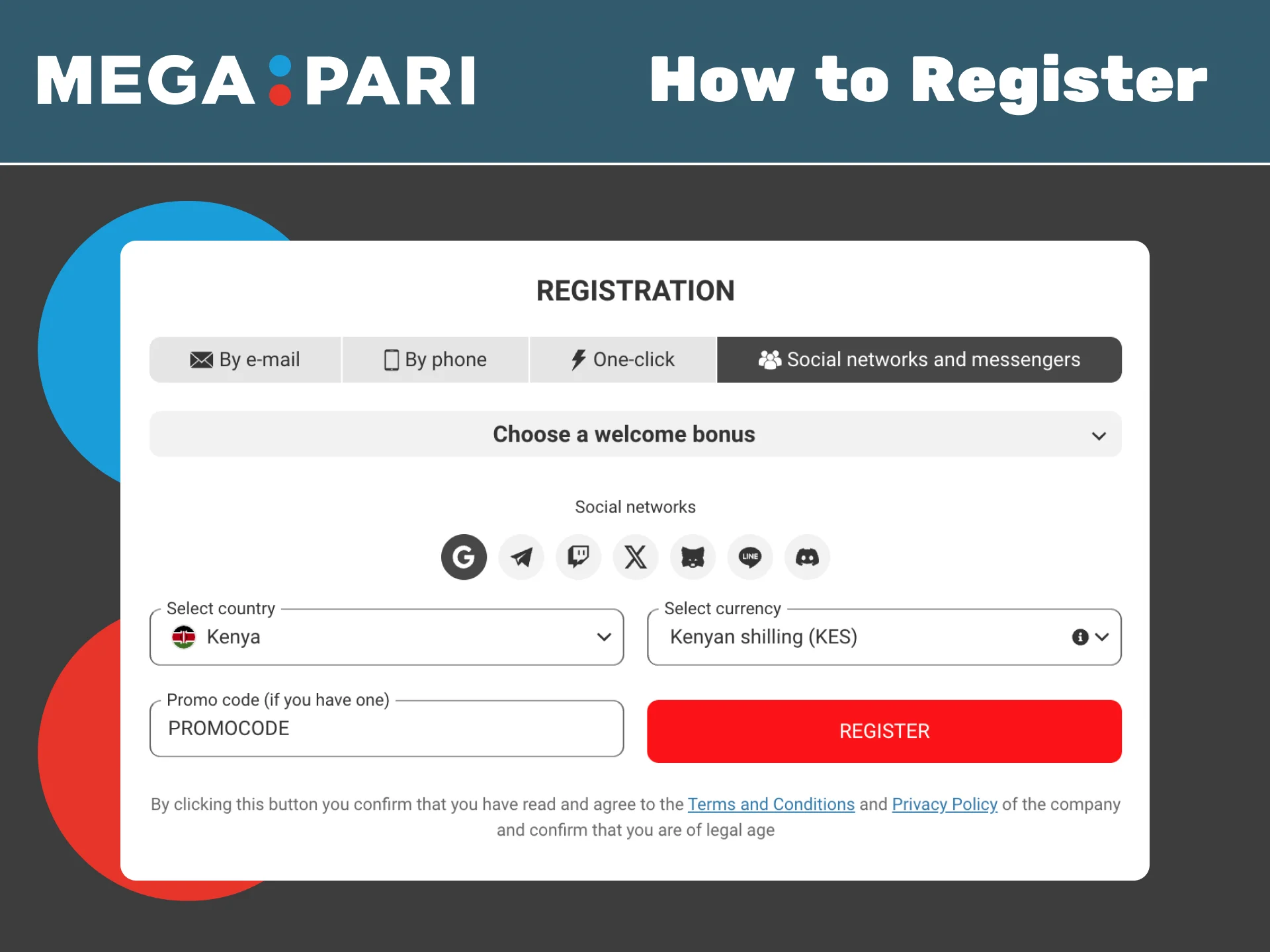Press the Registration button on Megapari and create your account in minutes.