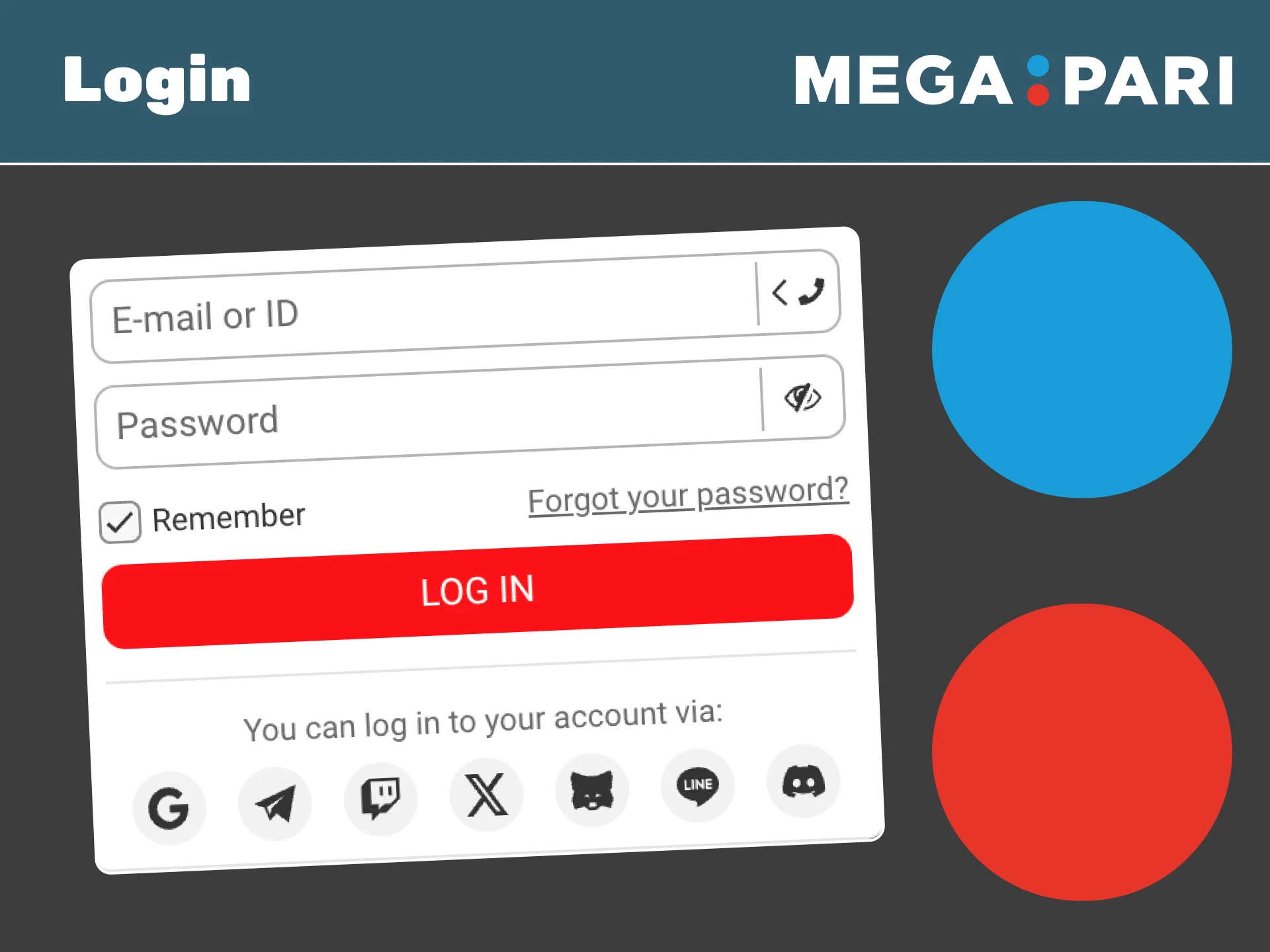 Enter your email or phone and access your Megapari profile.