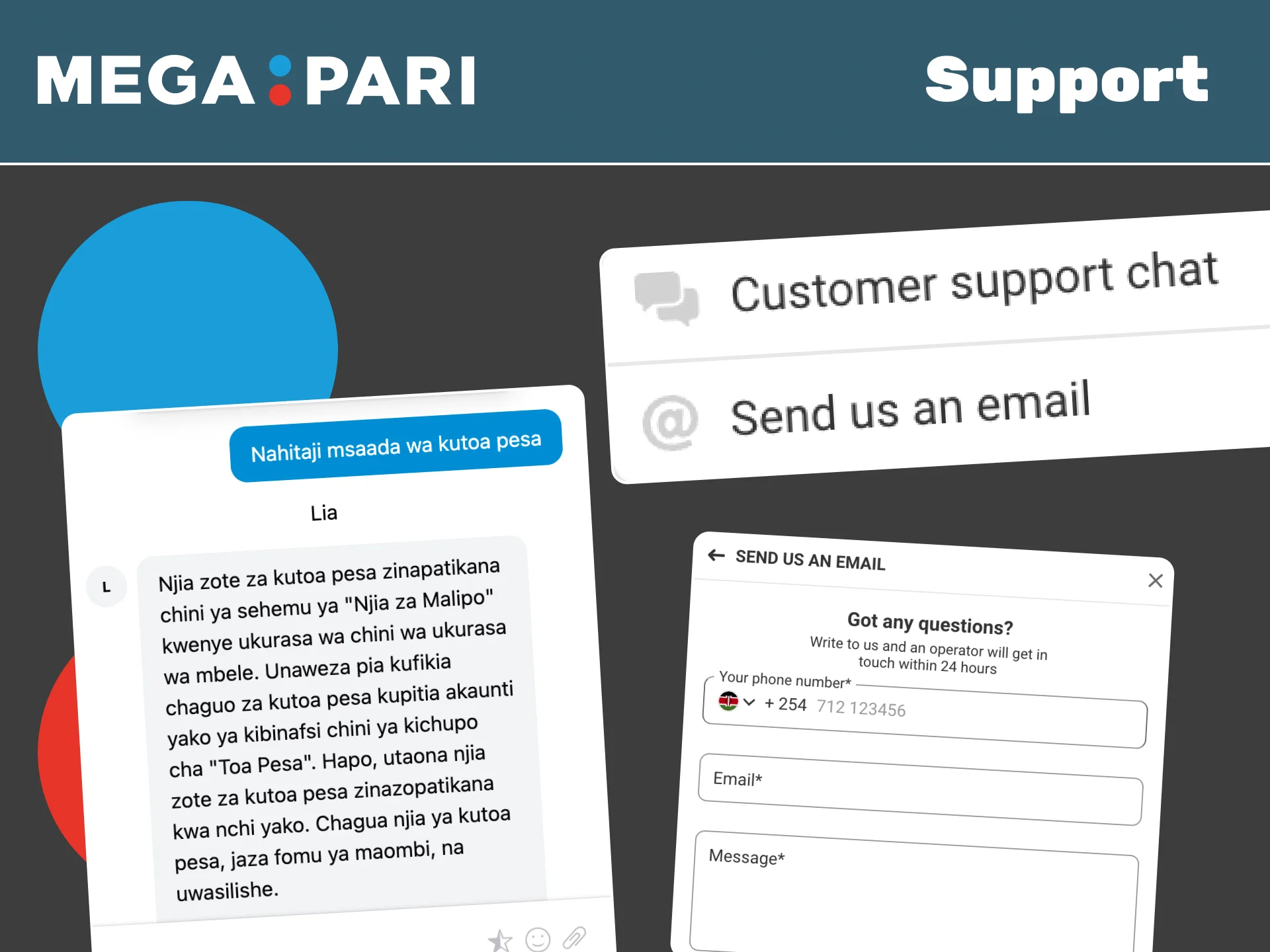Access Megapari customer service and communicate easily in Kiswahili.