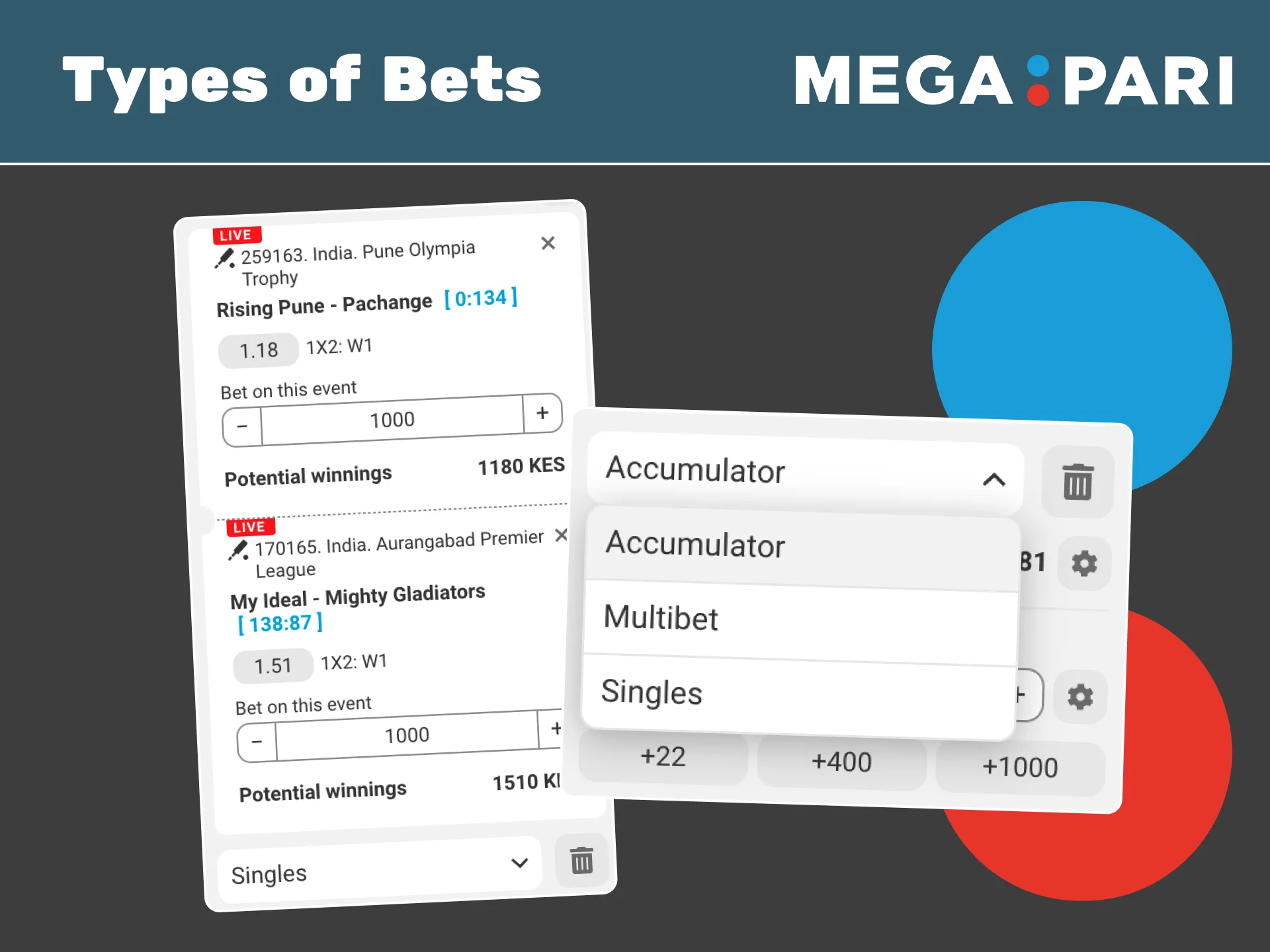 Use various bet types on Megapari to create your winning strategy.
