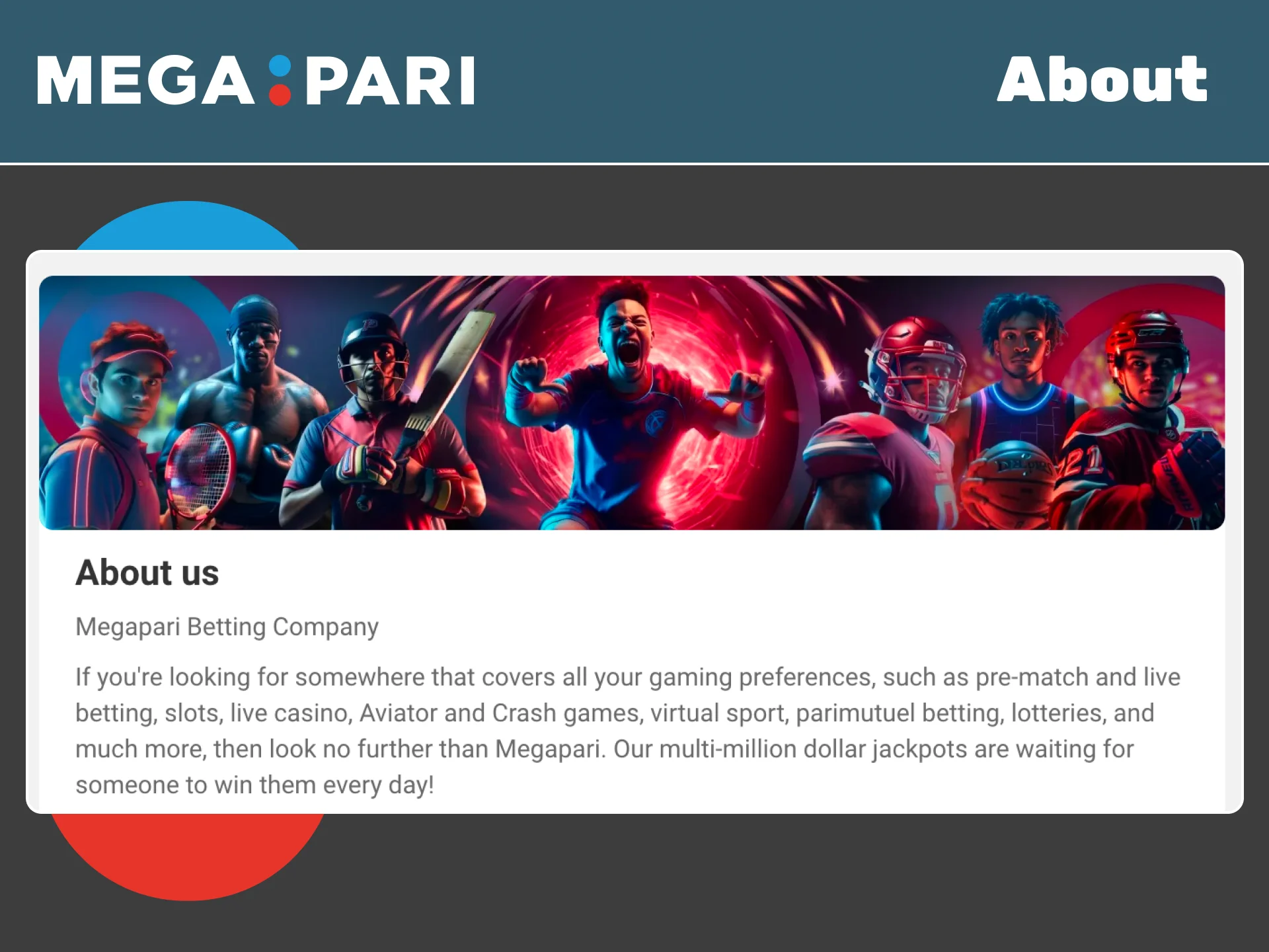 Discover Megapari, a licensed betting platform with sports betting, esports, live casino games, and convenient payment methods.