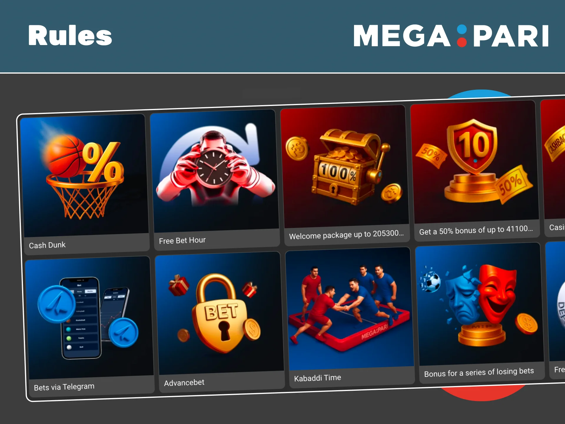 Activate your Megapari bonus and meet the requirements for payout.