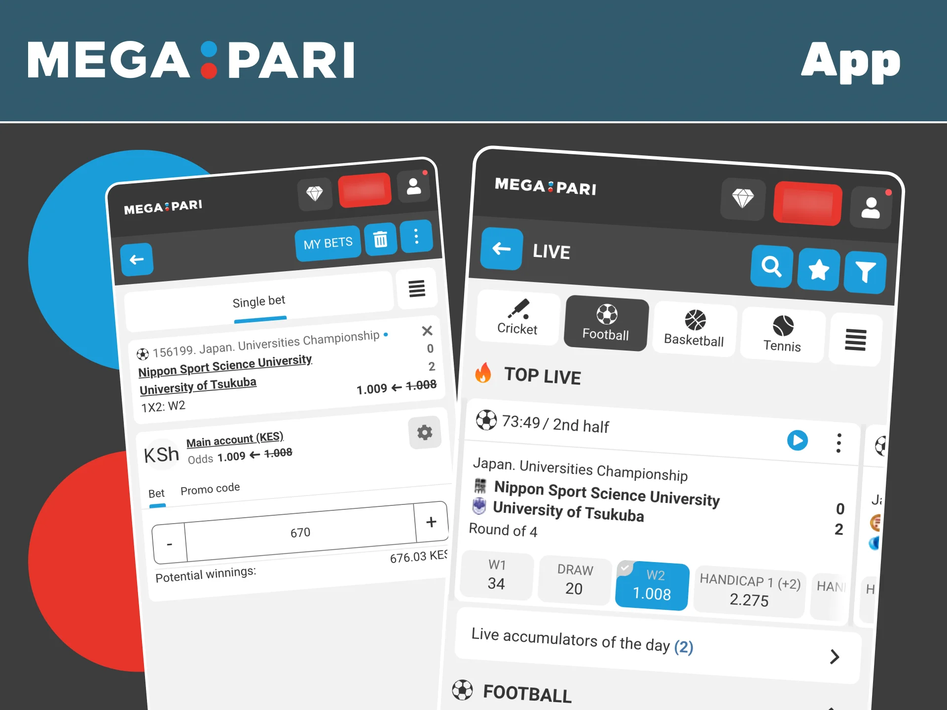 Bet on football anywhere with the Megapari mobile app.