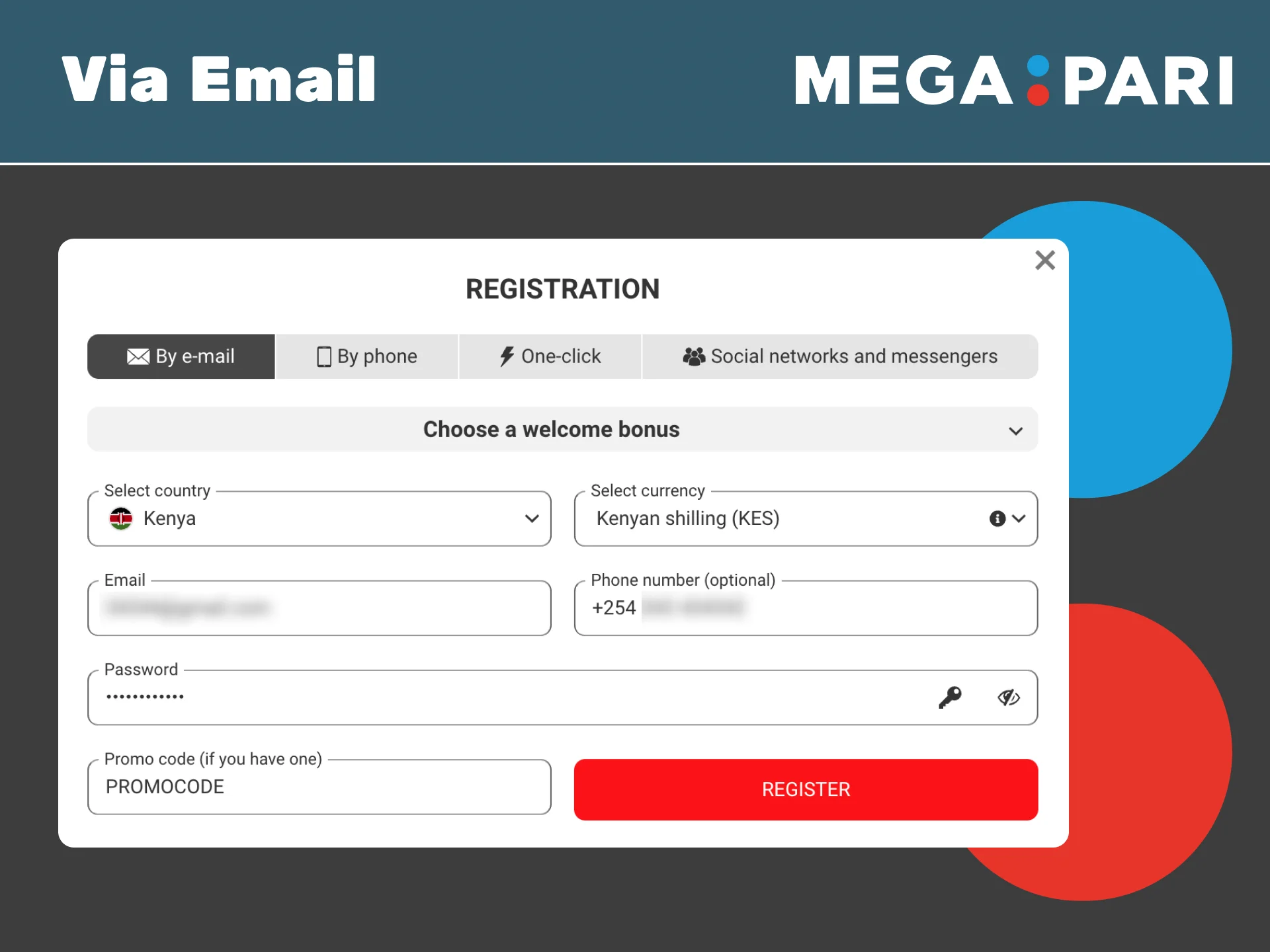 Create a Megapari account by email and start betting instantly.